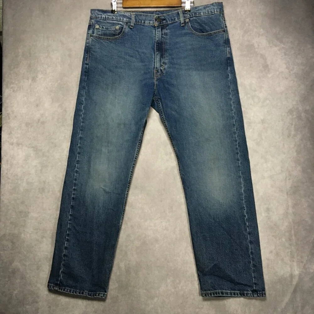 Levis Mens 505 Regular Fit‎ Blue Jeans size 40x30 Zipper Fly Stretch Blend Denim